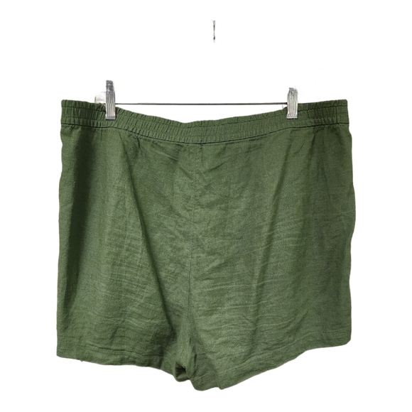 J. Crew High RiseLinen Green Drawstring Elastic Waistband Women's Shorts Sz XXL - Picture 2 of 9